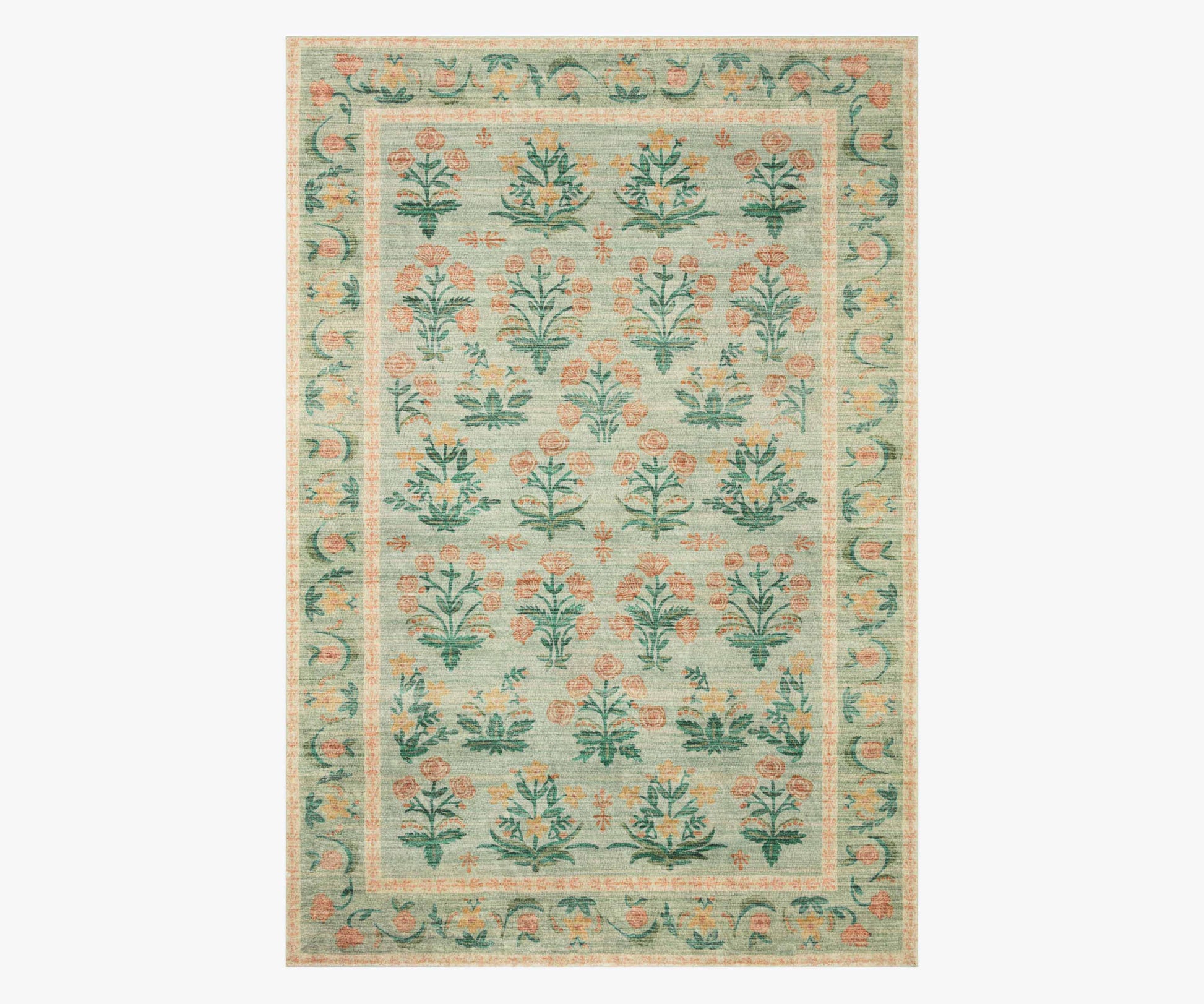 Eden Mughal Rose Power Loomed Rug - Moss - Porcelain Coffee Mug