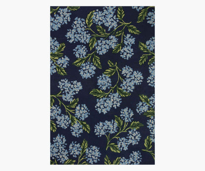 Joie Hydrangea Wool-Hooked Rug - Navy - Premium Design Accessory
