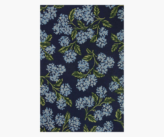 Joie Hydrangea Wool-Hooked Rug - Navy - Premium Design Accessory