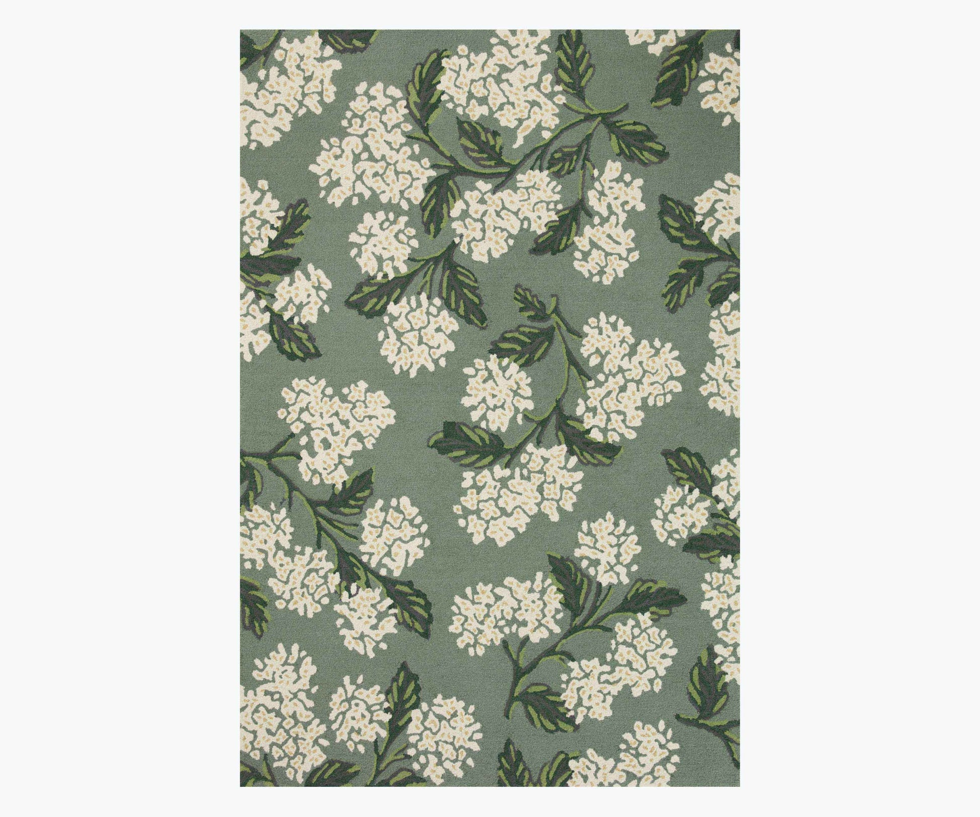 Joie Hydrangea Wool-Hooked Rug - Sage - Premium Design Accessory