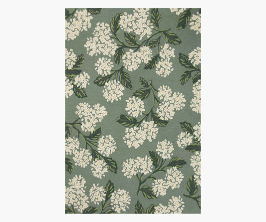 Joie Hydrangea Wool-Hooked Rug - Sage - Premium Design Accessory