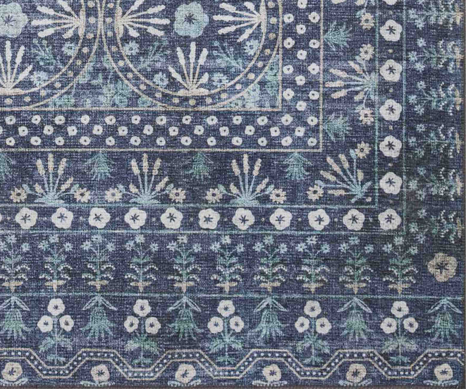 Maison Rosette Power Loomed Rug - Blue