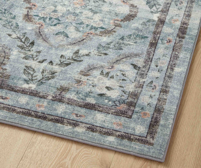 Courtyard Chateau Printed Rug - Blue