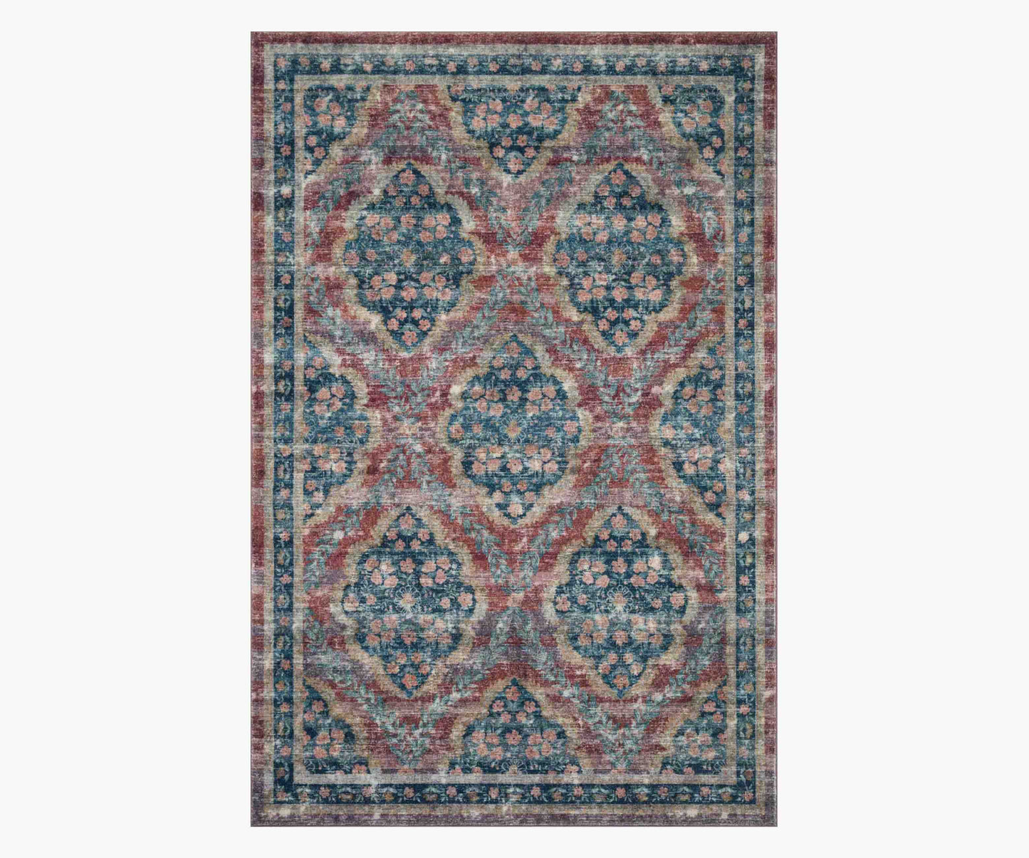 Courtyard Chateau Printed Rug - Red - Premium Design Accessory