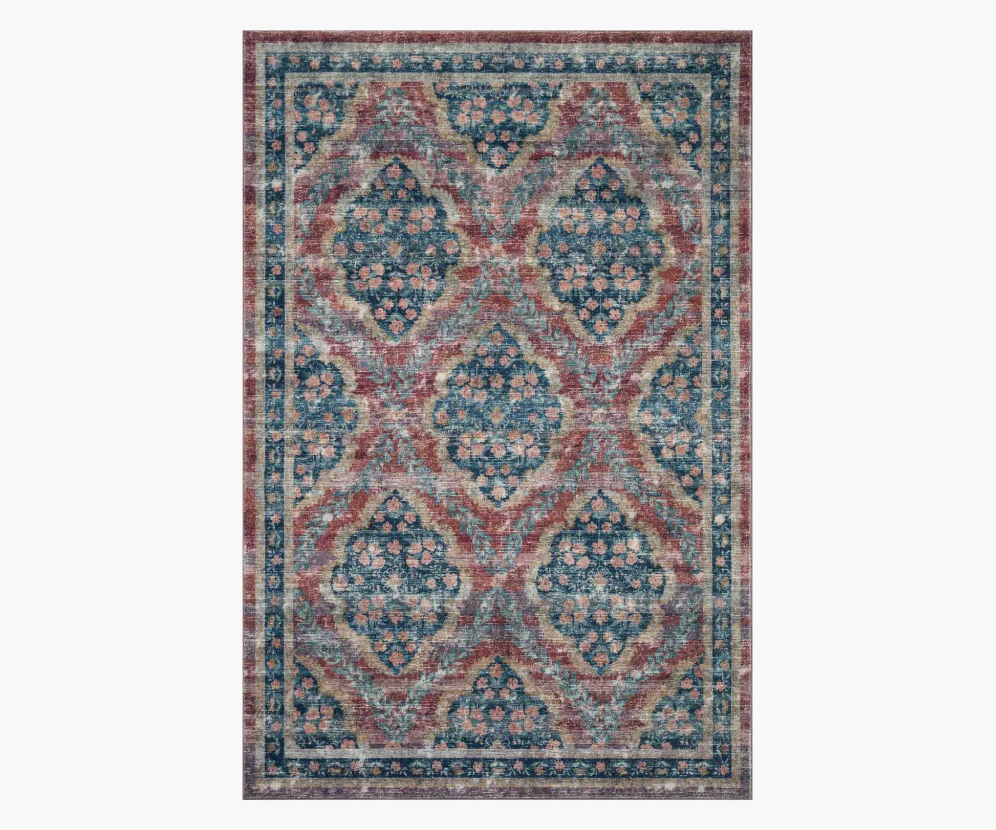 Courtyard Chateau Printed Rug - Red - Premium Design Accessory