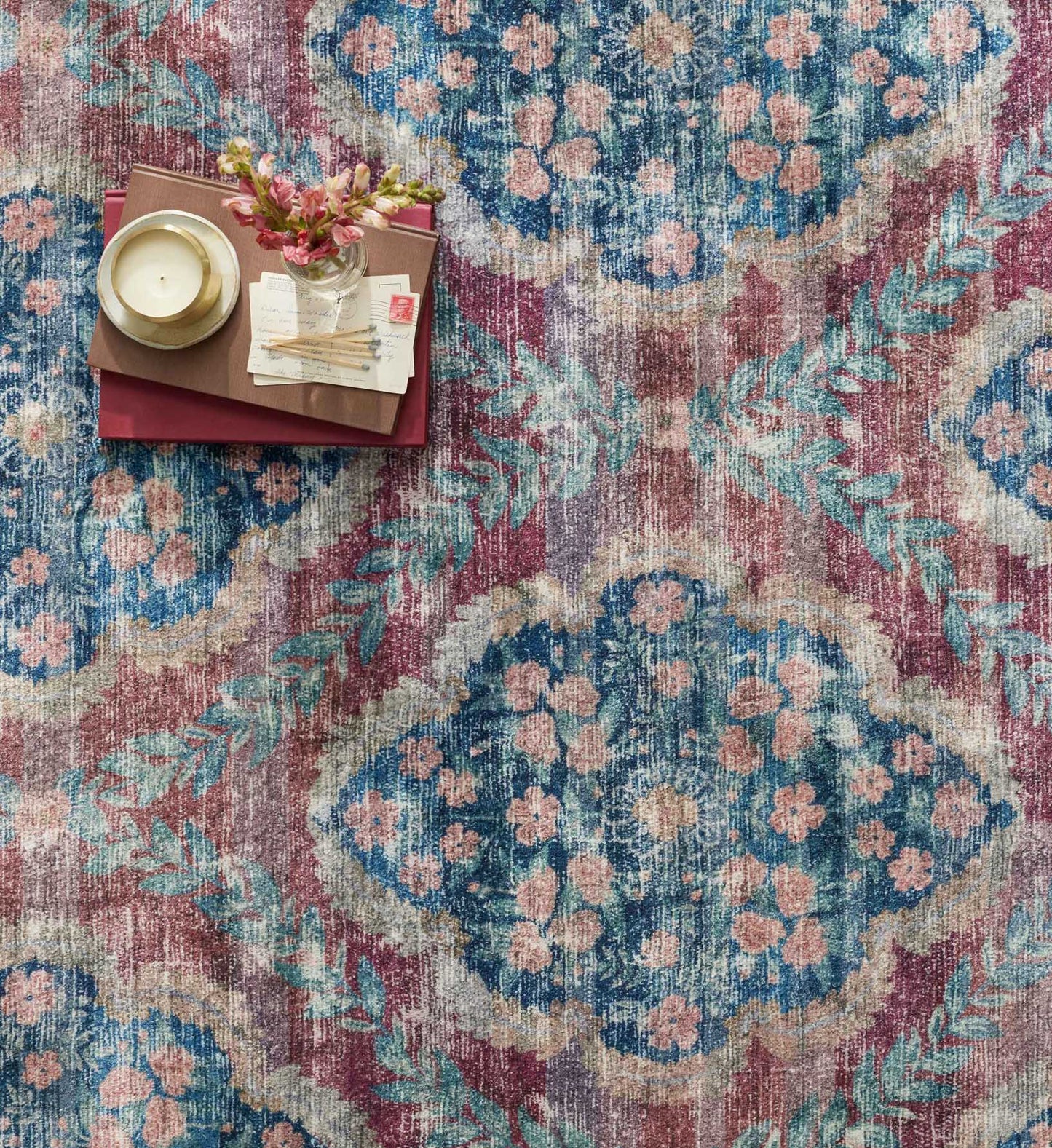 Courtyard Chateau Printed Rug - Red