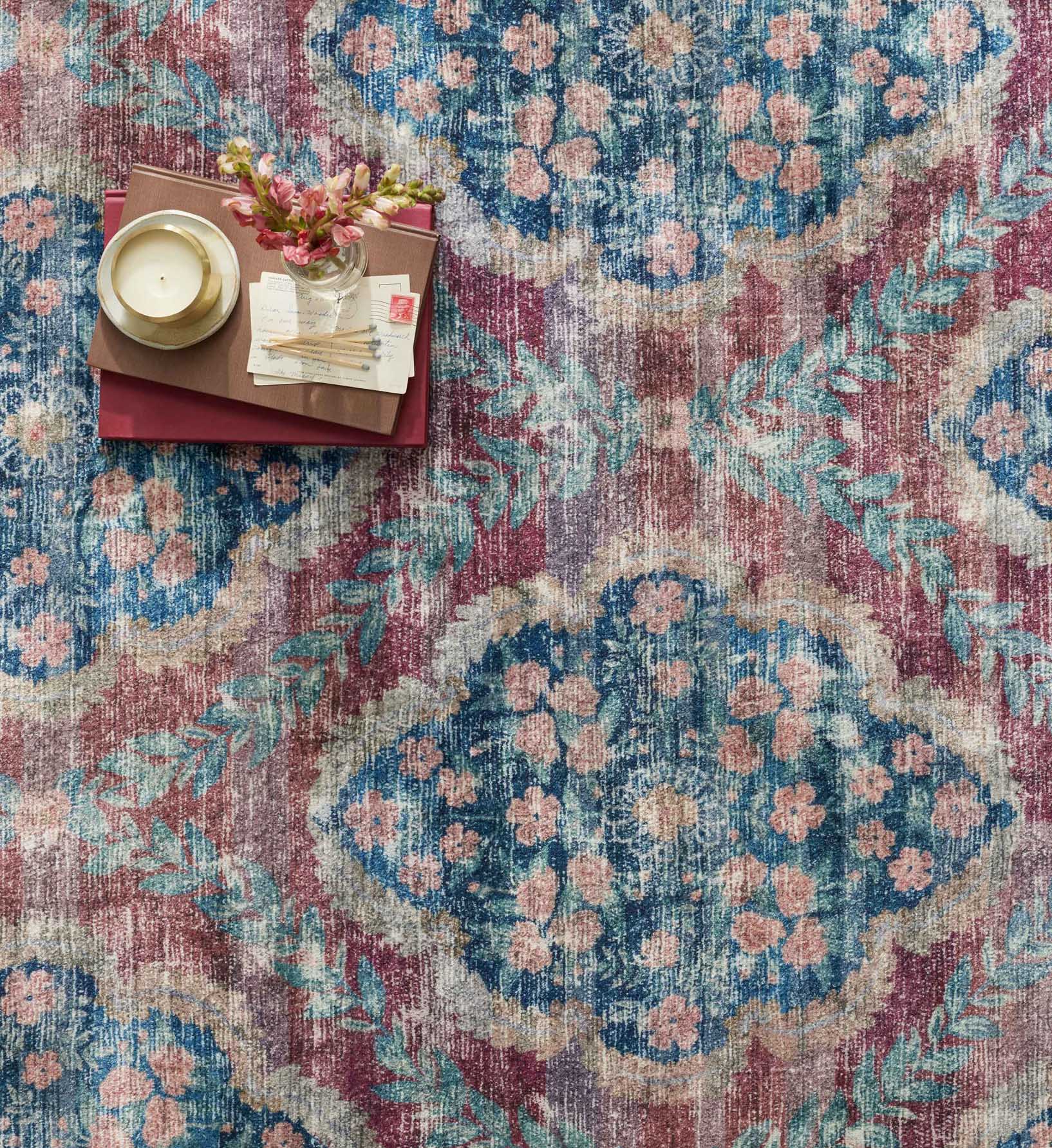 Courtyard Chateau Printed Rug - Red