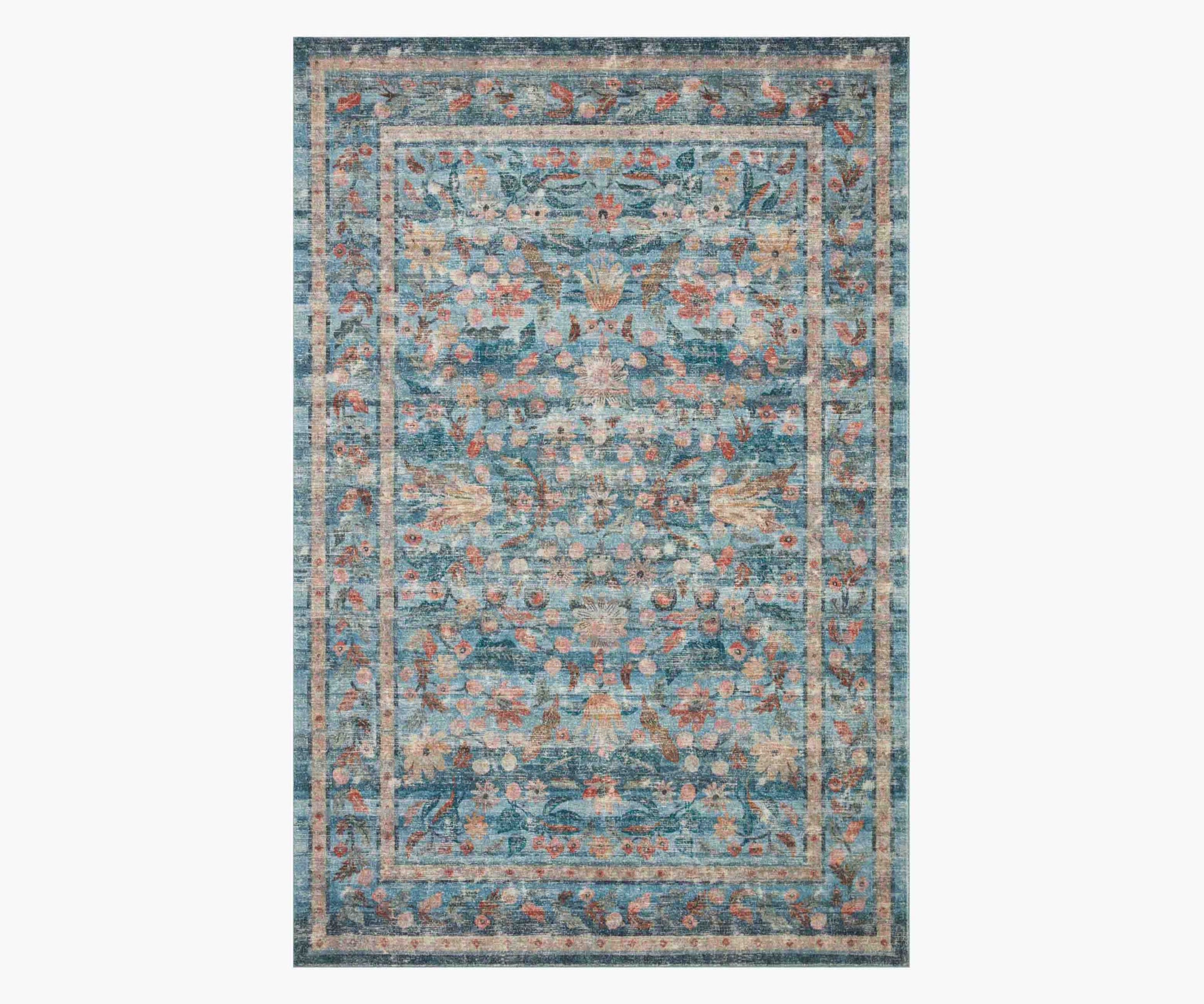 Courtyard Eve Printed Rug - Blue - Premium Design Accessory