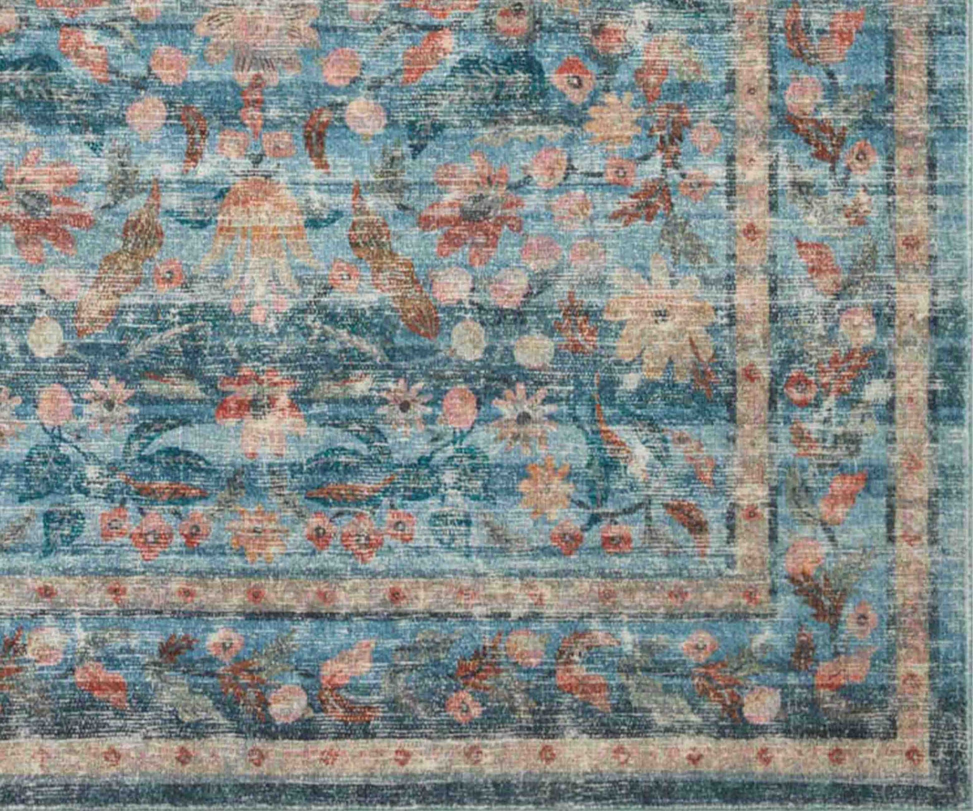 Courtyard Eve Printed Rug - Blue