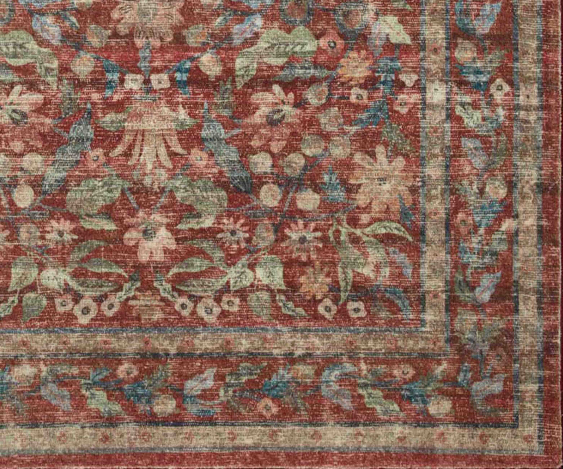 Courtyard Eve Printed Rug - Crimson