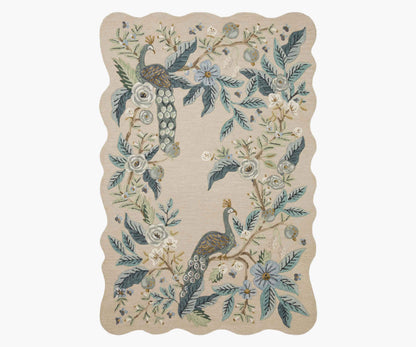 Peacock Wool-Hooked Rug - Blue - Premium Design Accessory
