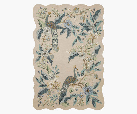 Peacock Wool-Hooked Rug - Blue - Premium Design Accessory