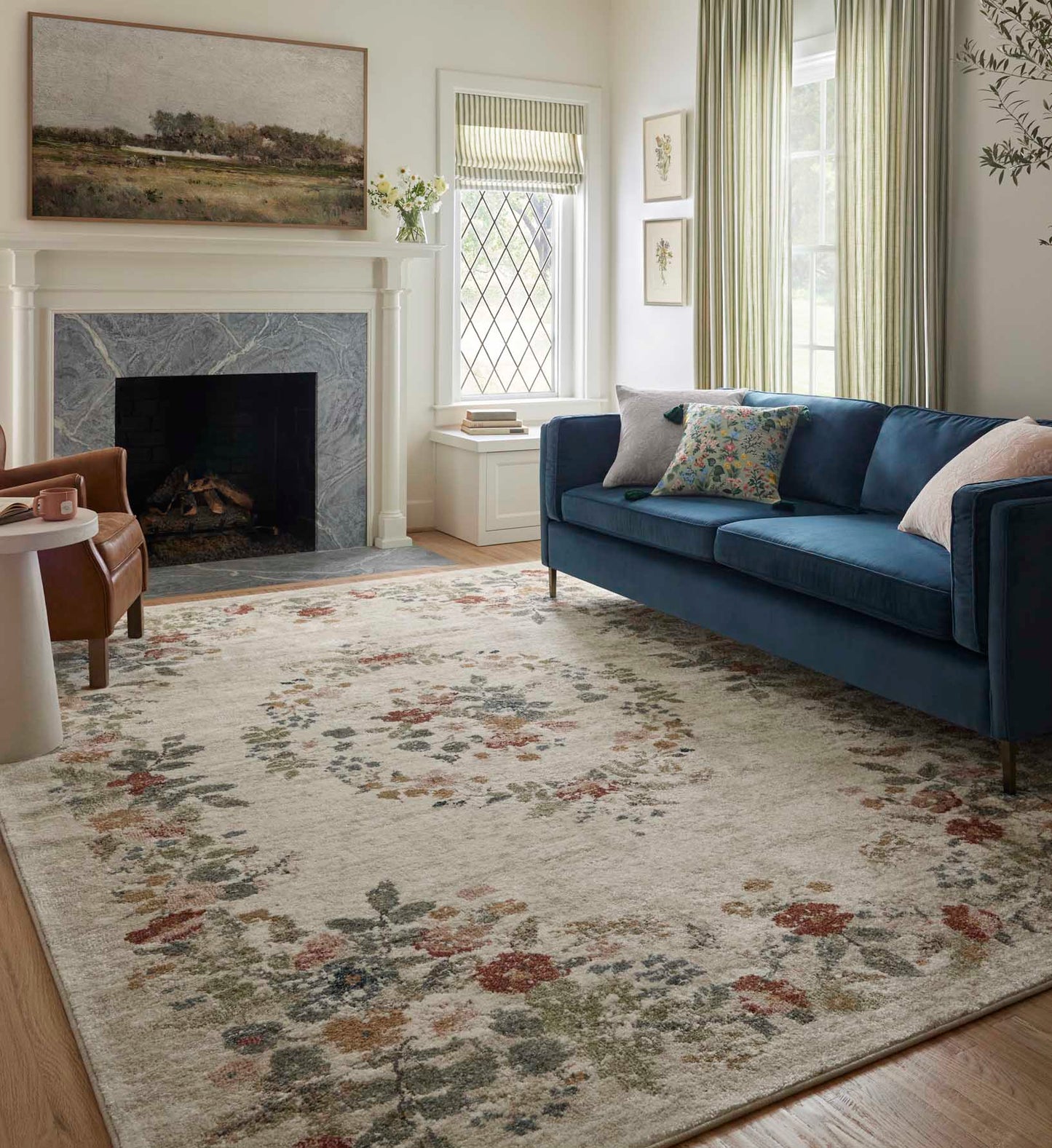 Laurel Strawberry Fields Medallion Power Loomed Rug - Cream