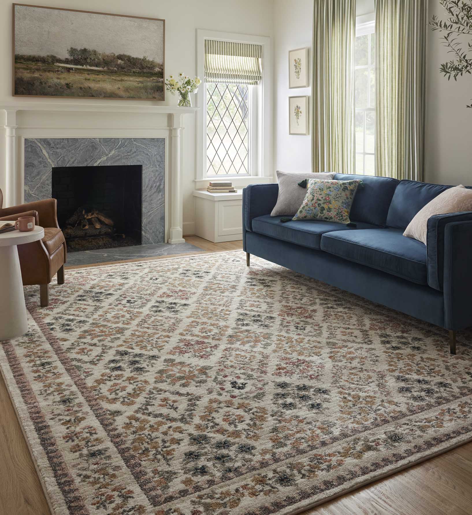 Laurel Parquet Power Loomed Rug - Cream