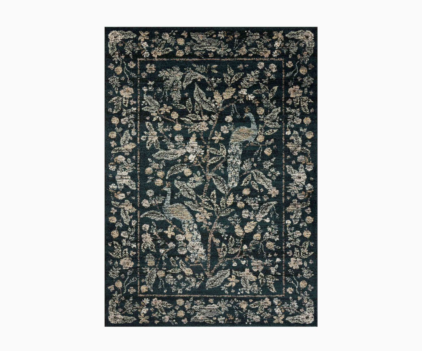 Laurel Peacock Garden Power Loomed Rug - Navy - Premium Design Accessory