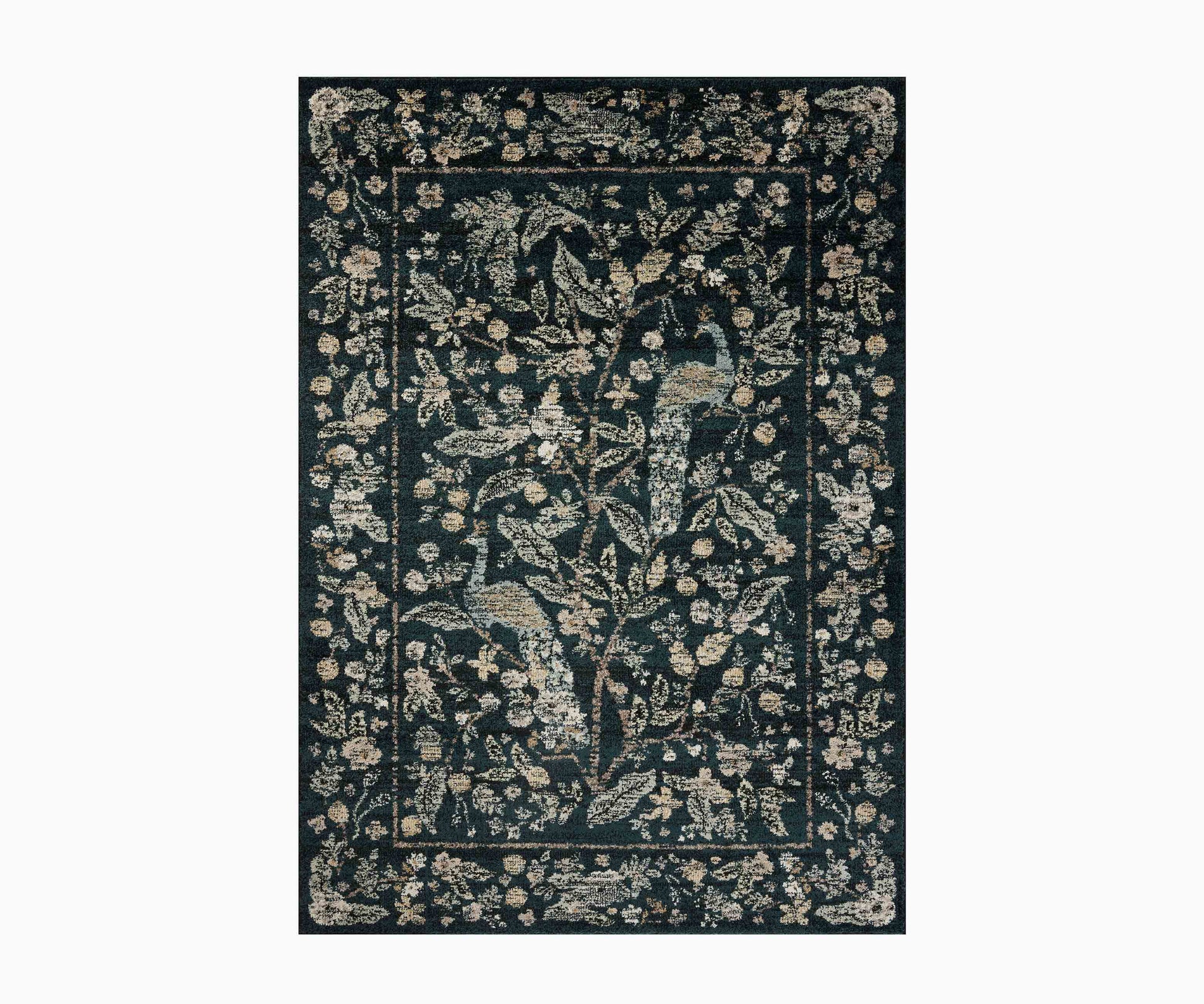 Laurel Peacock Garden Power Loomed Rug - Navy - Premium Design Accessory