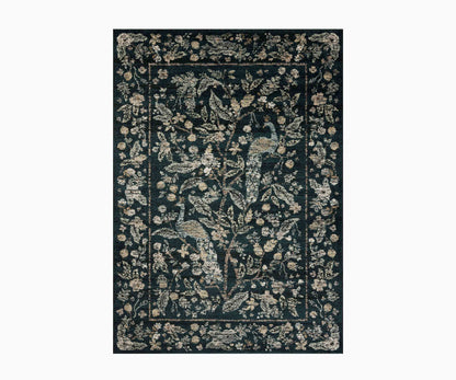 Laurel Peacock Garden Power Loomed Rug - Navy - Premium Design Accessory
