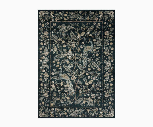 Laurel Peacock Garden Power Loomed Rug - Navy - Premium Design Accessory
