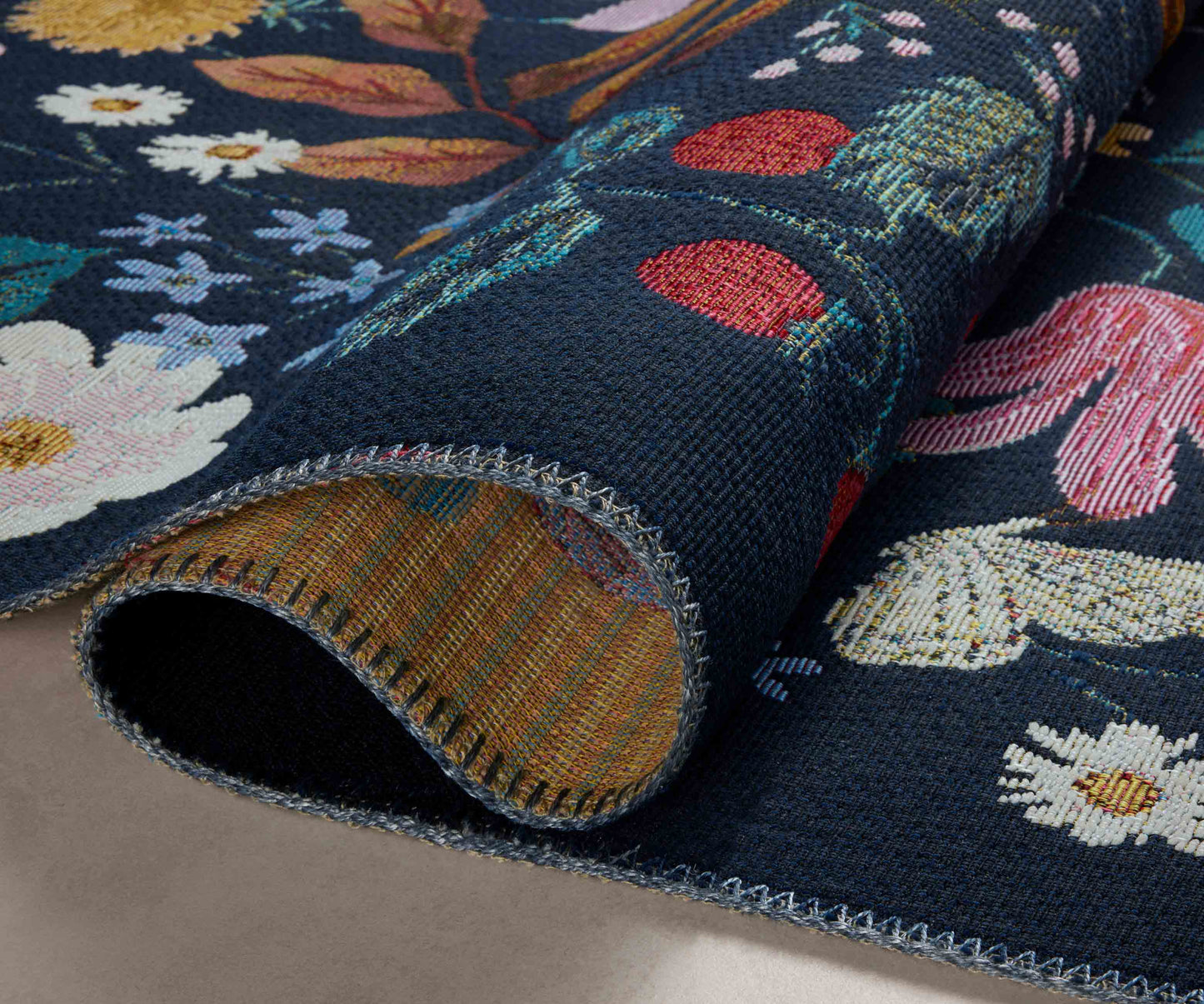 Perennial Strawberry Fields Power Loomed Rug - Black