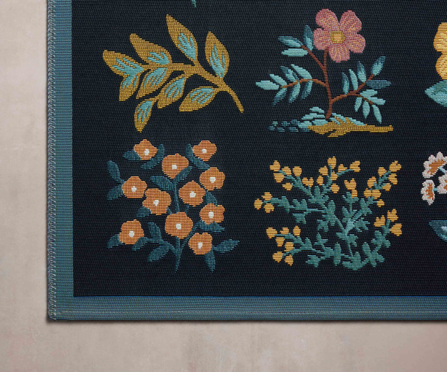 Perennial Wildflower Power Loomed Rug - Black