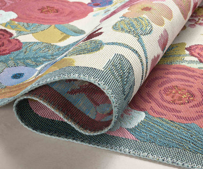 Perennial Garden Party Power Loomed Rug - Rose Multi