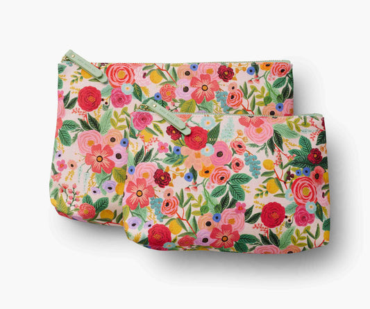 Zippered Pouch Set - Garden Party - Quilted Zipper Pouch