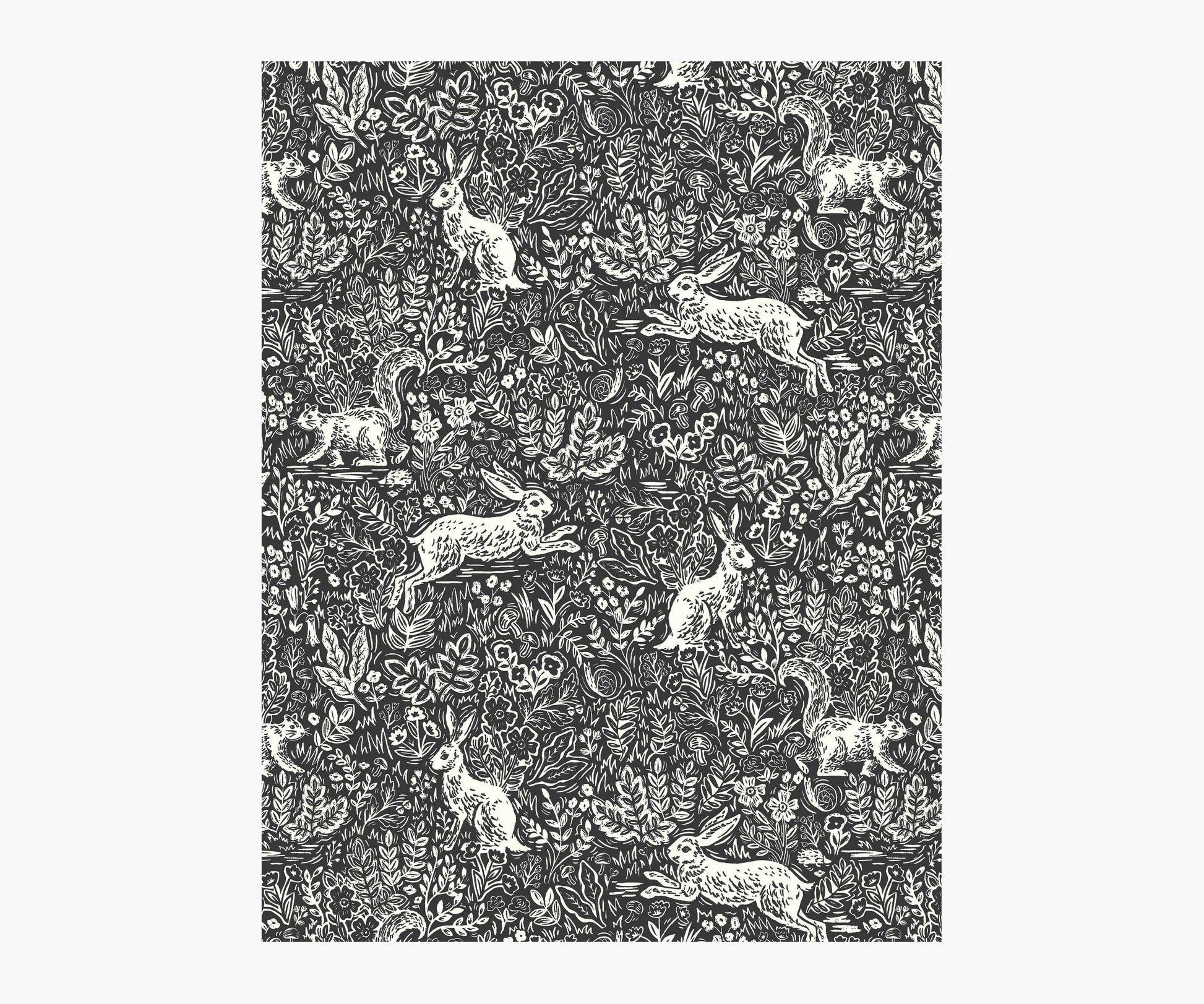 Fable Wallpaper Sample - Black & White - Peel and Stick Wallpaper