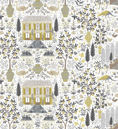 Camont Wallpaper - Linen & Metallic Gold