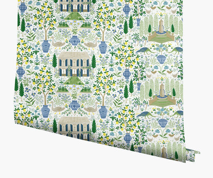 Camont Wallpaper - Blue & Green - Peel and Stick Wallpaper