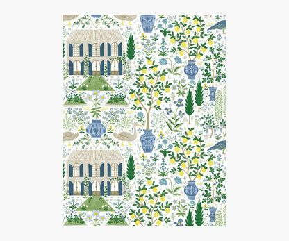 Camont Wallpaper Sample - Blue & Green - Peel and Stick Wallpaper