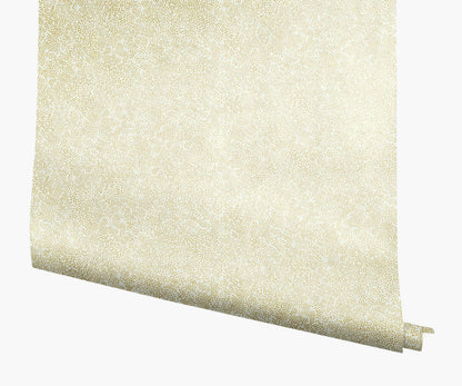 Champagne Dots Wallpaper - Metallic Gold & White - Peel and Stick Wallpaper