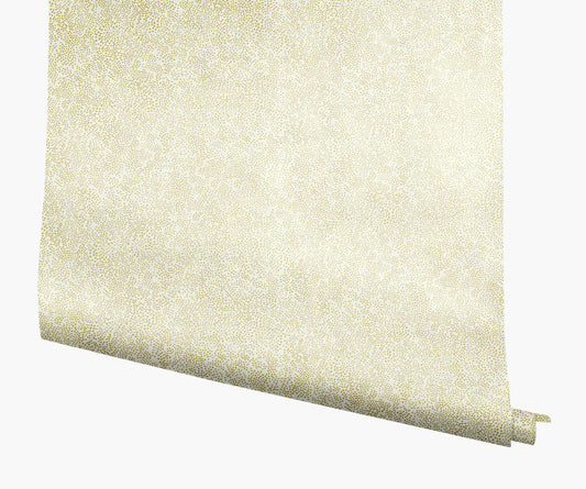 Champagne Dots Wallpaper - Metallic Gold & White - Peel and Stick Wallpaper
