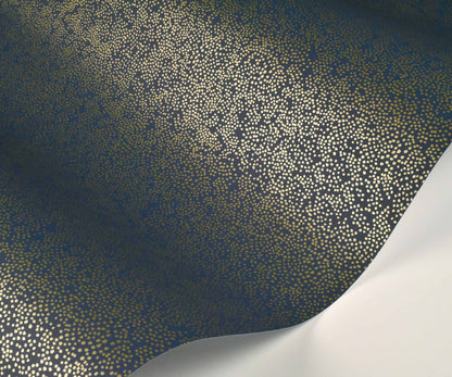 Champagne Dots Wallpaper Sample - Metallic Gold & Navy