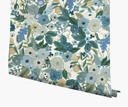 Garden Party Wallpaper - Indigo Multi - Peel and Stick Wallpaper