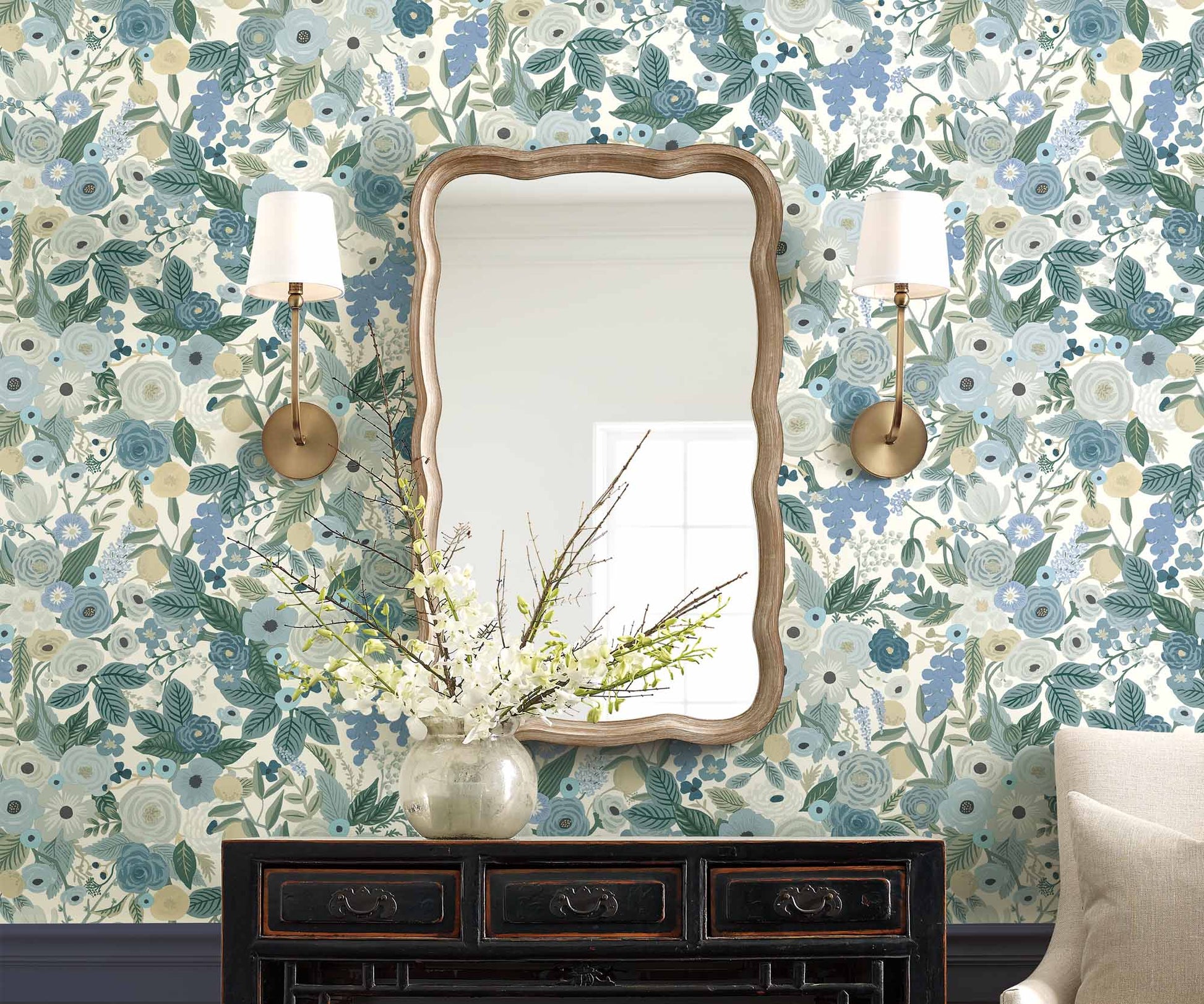 Garden Party Wallpaper Sample - Indigo Multi
