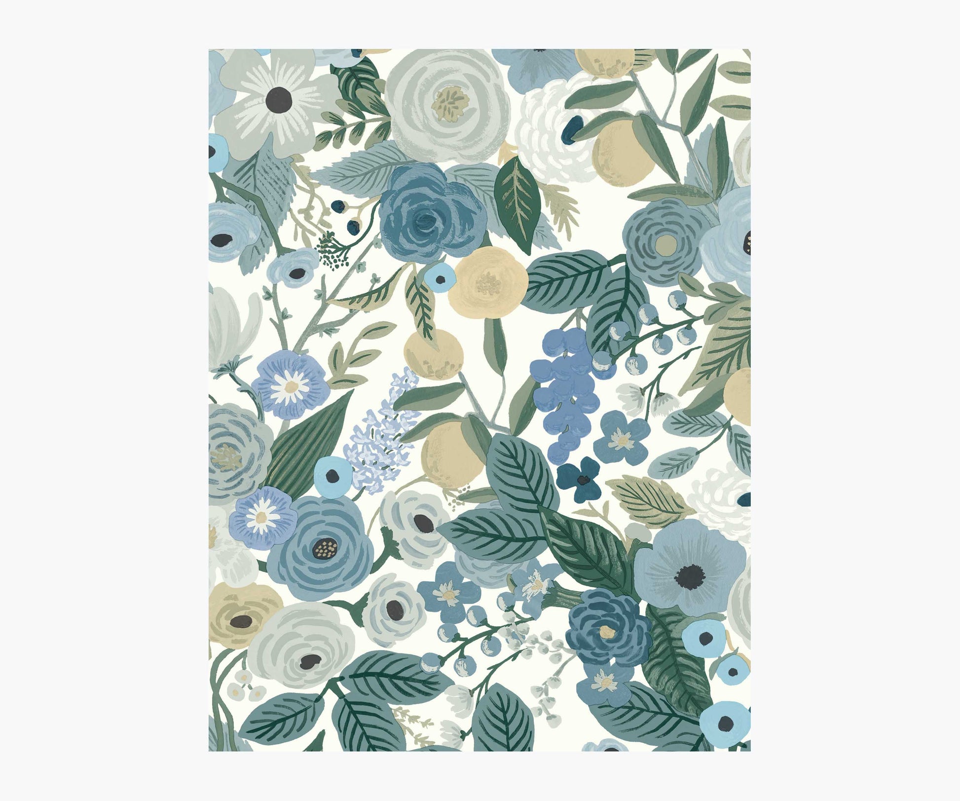 Garden Party Wallpaper Sample - Indigo Multi - Peel and Stick Wallpaper