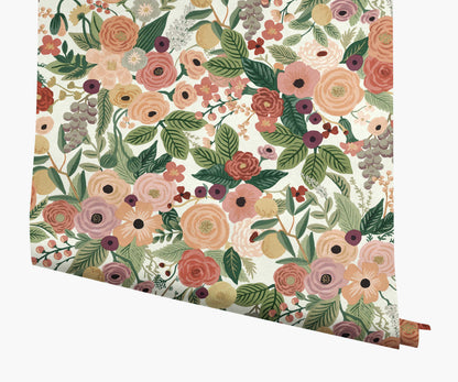Garden Party Wallpaper - Burgundy Multi - Peel and Stick Wallpaper