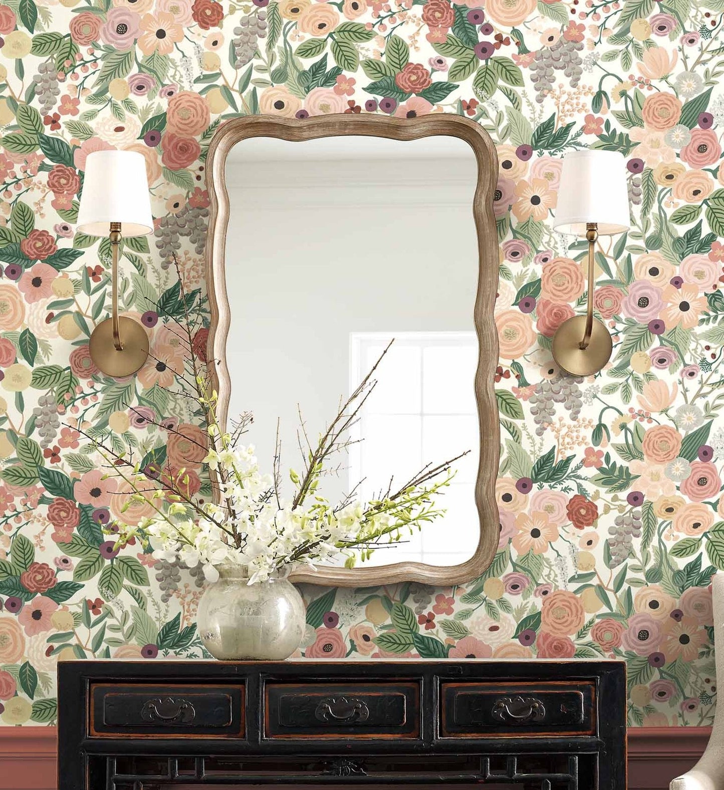 Garden Party Wallpaper - Burgundy Multi