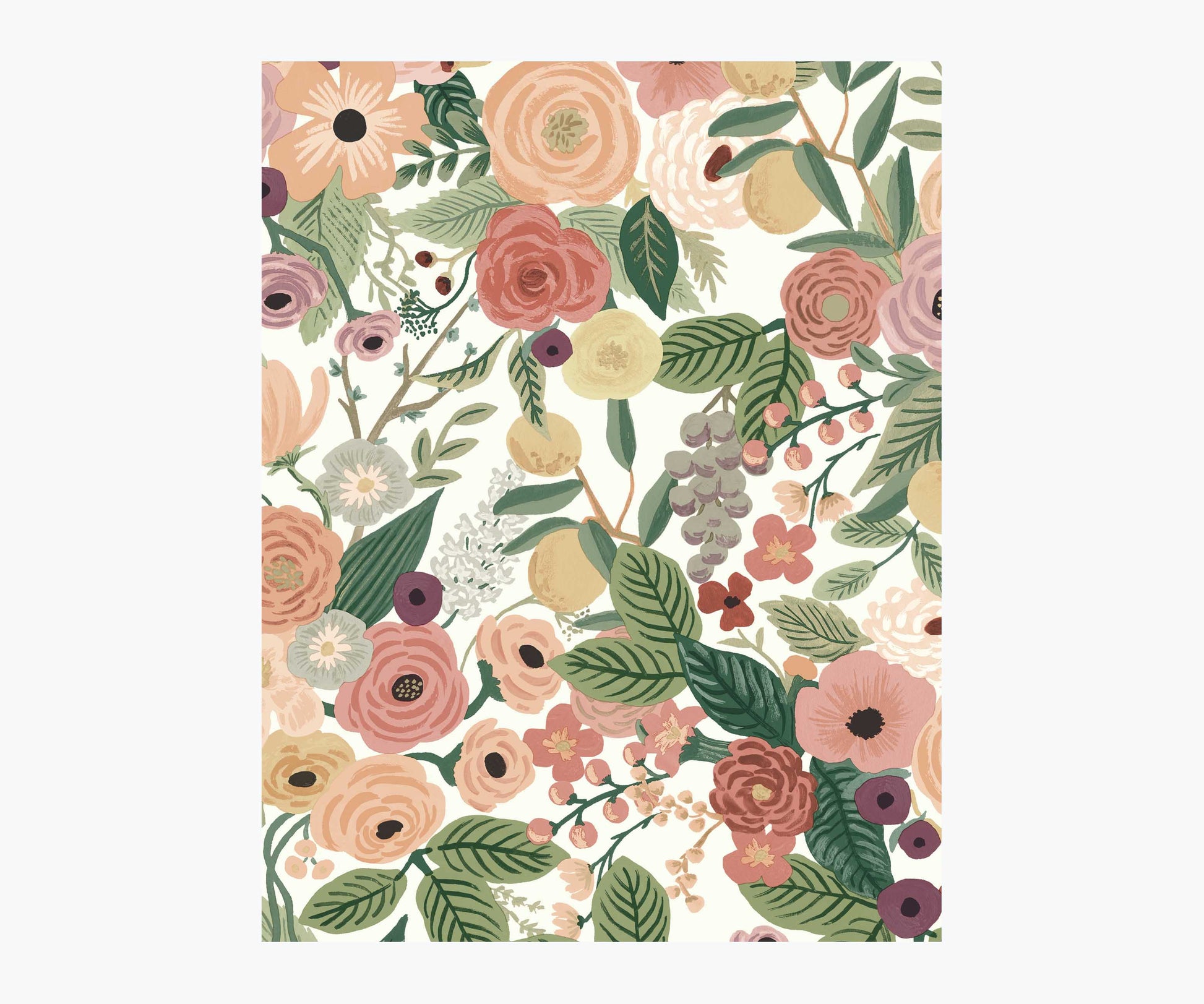 Garden Party Wallpaper Sample - Burgundy Multi - Peel and Stick Wallpaper
