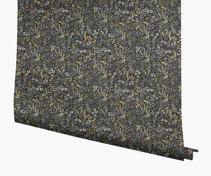 Tapestry Wallpaper - Black Linen - Peel and Stick Wallpaper