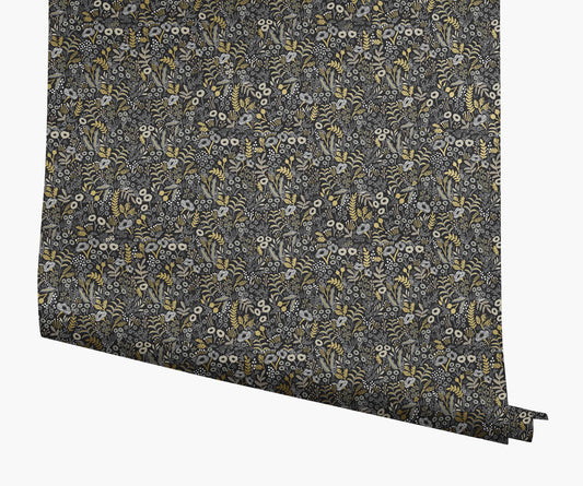 Tapestry Wallpaper - Black Linen - Peel and Stick Wallpaper