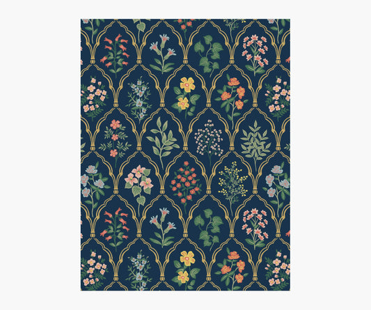 Hawthorne Wallpaper Sample - Navy Multi - Peel and Stick Wallpaper