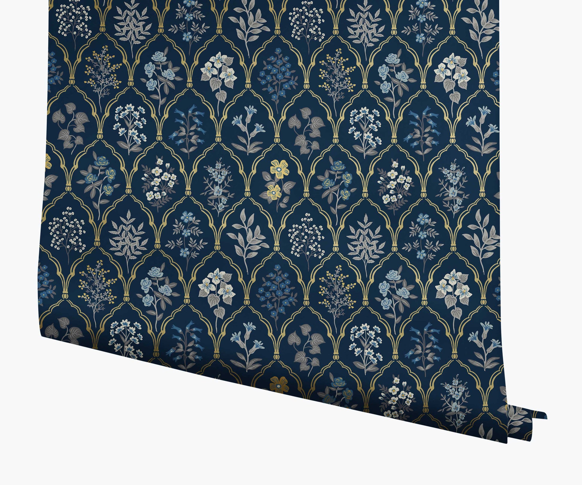 Hawthorne Wallpaper - Navy & Gold - Peel and Stick Wallpaper