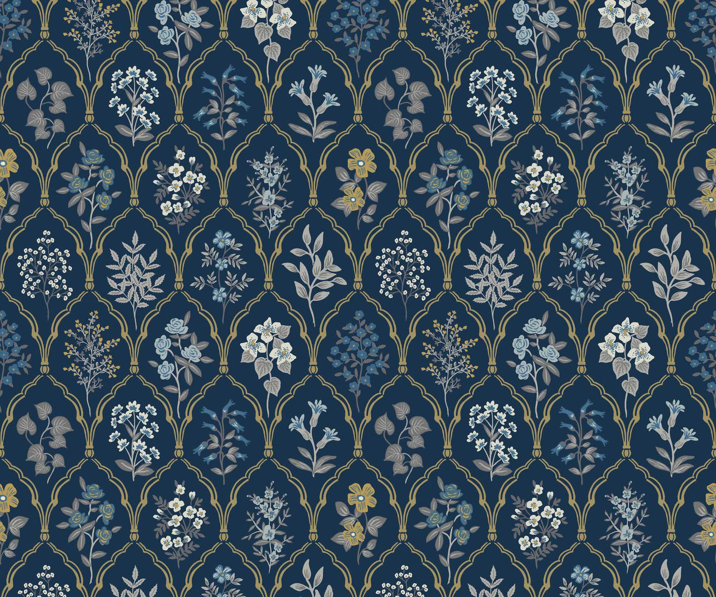 Hawthorne Wallpaper - Navy & Gold