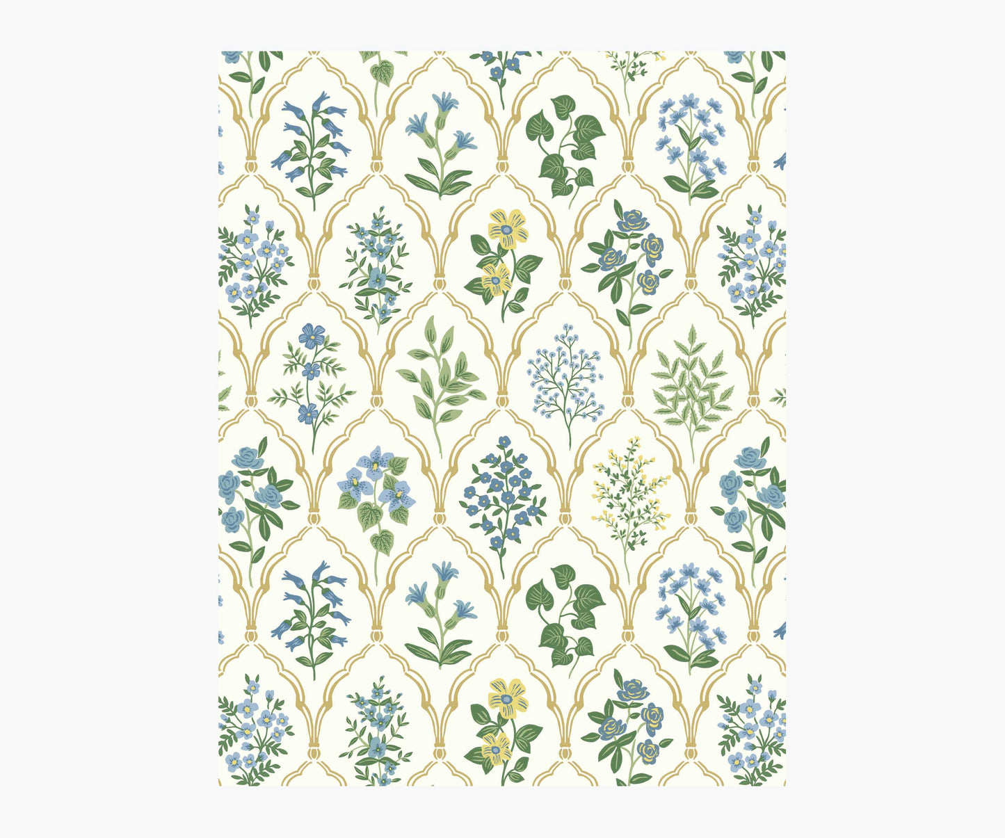 Hawthorne Wallpaper Sample - Blue & Green - Peel and Stick Wallpaper