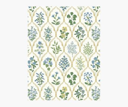 Hawthorne Wallpaper Sample - Blue & Green - Peel and Stick Wallpaper