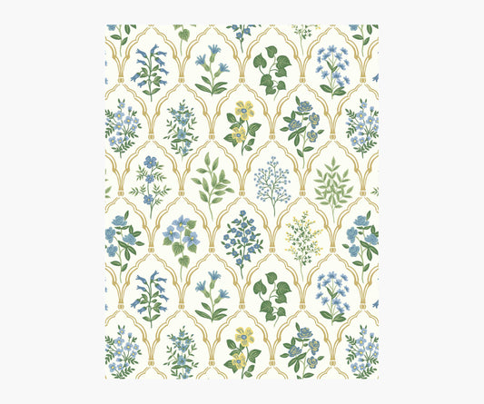 Hawthorne Wallpaper Sample - Blue & Green - Peel and Stick Wallpaper