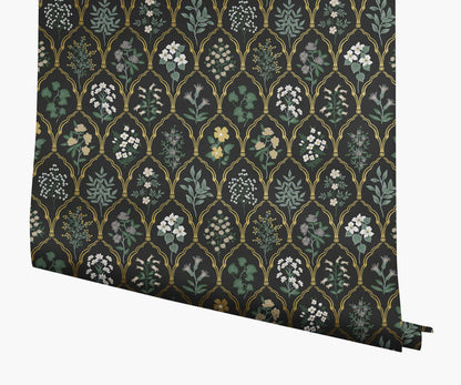 Hawthorne Wallpaper - Black Linen - Peel and Stick Wallpaper
