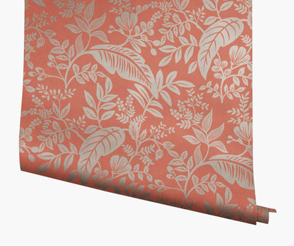Canopy Wallpaper - Rose & Metallic Silver - Peel and Stick Wallpaper