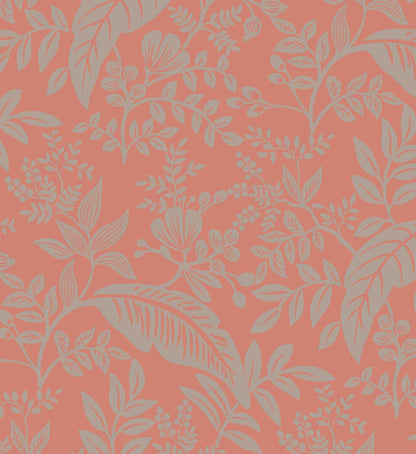 Canopy Wallpaper - Rose & Metallic Silver